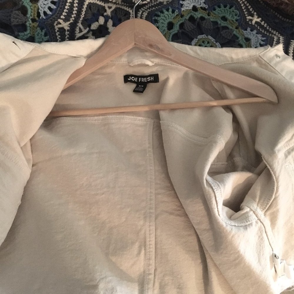 Joe Fresh Off-White Cotton Denim Cropped Jacket M | Oversized - Picture 4 of 10